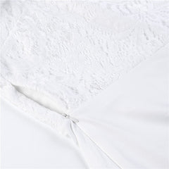 Women Summer Off Shoulder Sexy Playsuits Long Sleeve Sheer Lace Patchwork Hollow Skinny Playsuits