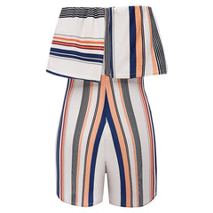 Floral Print Ruffles Strapless Rompers Summer Pleated Chest Wrapped Playsuits Womens Jumpsuit