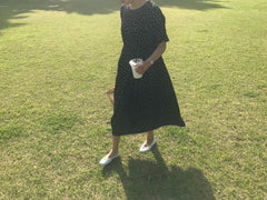 Polka Dot Slim Waist Bandage Long Dress Female Vintage Vestidos with Belt Sundress