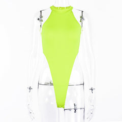 2022 Neon Green Red Orange Sexy Bodysuit Summer Clothes for Women Casual Streetwear Jumpsuits