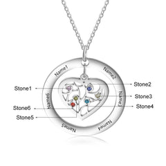 Tree of Life Name Necklace with Birthstone Name Engraved Pendant Family