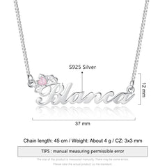 Crown Nameplate with Birthstone Custom Name Letter Necklace