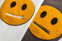 Zipper Pocket Smile Face Patchwork Fleece Hoodies Sweatshirts Streetwear
