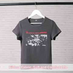 Classic Rock Graphic T Shirt Women Summer Round Neck Short Sleeve Cotton T Shirt