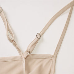 Spring Summer Women Satin Silky Spaghetti Strap Split Long Dress Elegant Sleeveless Backless Sexy Vestito