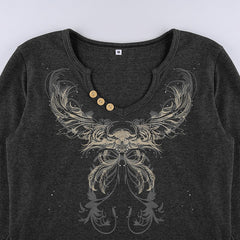 Graphic Print Retro Crop Tshirts Harajuku Grunge Fairycore Clothes