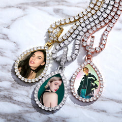 Custom Photo Pendant  Drop-shaped Medal Pendant Necklace  Hip Hop Jewelry