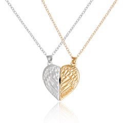 2 Pieces Magnetic Couple Necklaces Friendship Heart Pendant Distance Faceted Charm Necklace