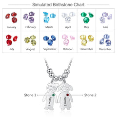 Boy Girl Pendant Name Necklace Customized Birthstone Jewelry Gift