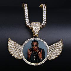 Custom Photo Memory Medallions Necklace With Tennis Chain With Cubic Zircon Chains