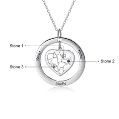 Tree of Life Name Necklace with Birthstone Name Engraved Pendant Family