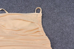 Sleeveless Chic Fashion Mesh Ruched Halter Bodysuit Women Female Tie Up Backless Body Suit