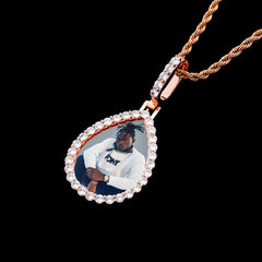 Custom Photo Pendant  Drop-shaped Medal Pendant Necklace  Hip Hop Jewelry