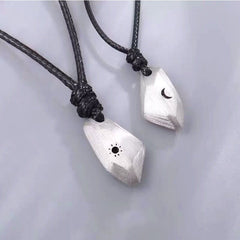 2Pcs Lovers Matching Friendship Faceted Sun Moon Pendant Couple Magnetic Necklace Jewelry