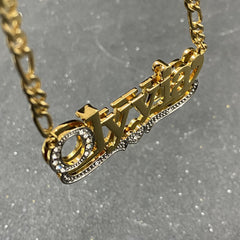 3D Name Necklace Custom Two Color Stainless Steel Double Layer Under Heart Necklace