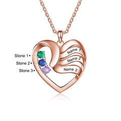 2-5 Names Customized Birthstone Fashion Memorial Heart Necklace