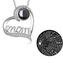 mom letter heart necklace fashion personality 100 languages projection clavicle chain mother's Day