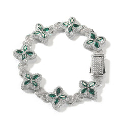 Hip-hop zircon colored infinite four-leaf clover bracelet