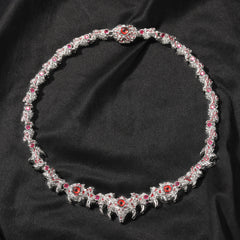 Hip-hop exaggerated spiky parasitic red-eyed thorn diamond-encrusted necklace