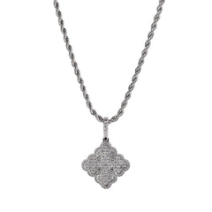 Full-diamond zircon four-leaf clover necklace