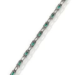 Hip-hop zircon-encrusted emerald color-matching tennis chain