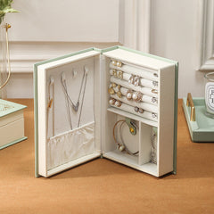 Retro PU leather flip book large-capacity jewelry organizer
