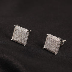 Hip Hop diamond-encrusted 925 silver stud earrings
