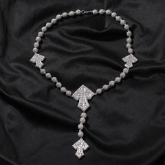 Hip Hop Beaded Zirconia Cross Necklace