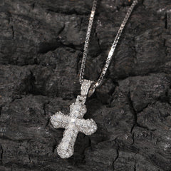Gold-plated, diamond-encrusted mini cross necklace