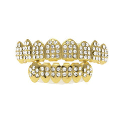 Hip-hop diamond-encrusted and gold-plated teeth grillz