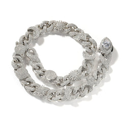 Hip-hop zircon-encrusted sun, star and eye necklace