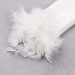 Commuting temperament feather long-sleeved dress French dress