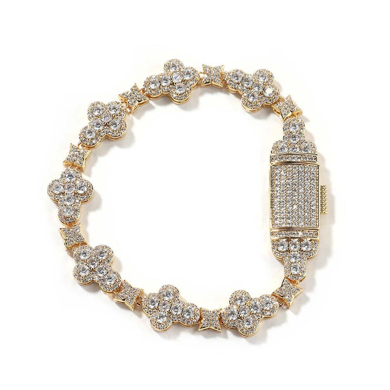 10mm cross flower star bracelet with micro-inlaid zircon