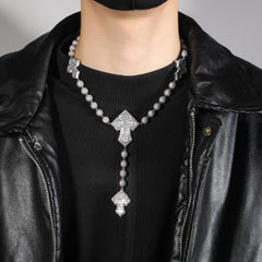 Hip Hop Beaded Zirconia Cross Necklace