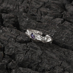 Hip-Hop 925 Silver Ring with Purple Zircon