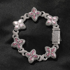 Hip-hop zircon colored infinite four-leaf clover bracelet