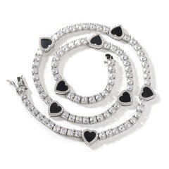Colorful love tennis chain high-end zircon necklace bracelet
