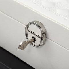 PU leather lockable mirror three-layer single-layer jewelry box