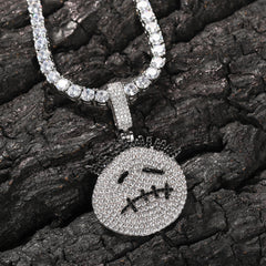 Hip-hop cartoon zircon spiky-head avatar necklace