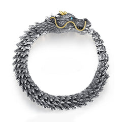 Retro and domineering black dragon bone bracelet