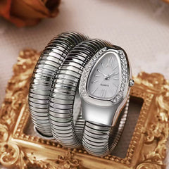 Snake-shaped watch, fashionable women's bracelet watch
