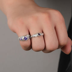 Hip-Hop 925 Silver Ring with Purple Zircon