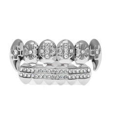 Hip-hop diamond-encrusted and gold-plated teeth grillz