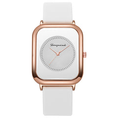Casual square-shaped, elegant quartz silicone strap student watches.