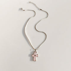 High-grade blade chain double cross pendant necklace