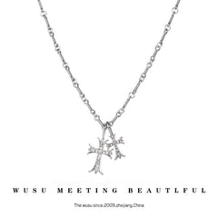 Double Cross Diamond Necklace Hip Hop Pendant