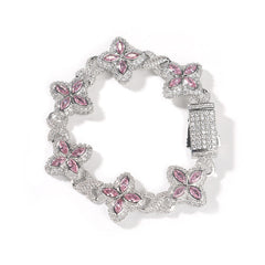Hip-hop zircon colored infinite four-leaf clover bracelet