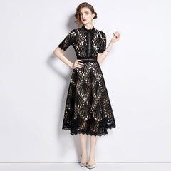 French lace round neck dress