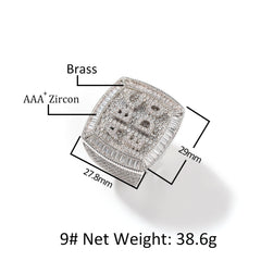 Hip-hop diamond-encrusted zircon DIY letter square ring