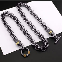 Black retro skull punk necklace